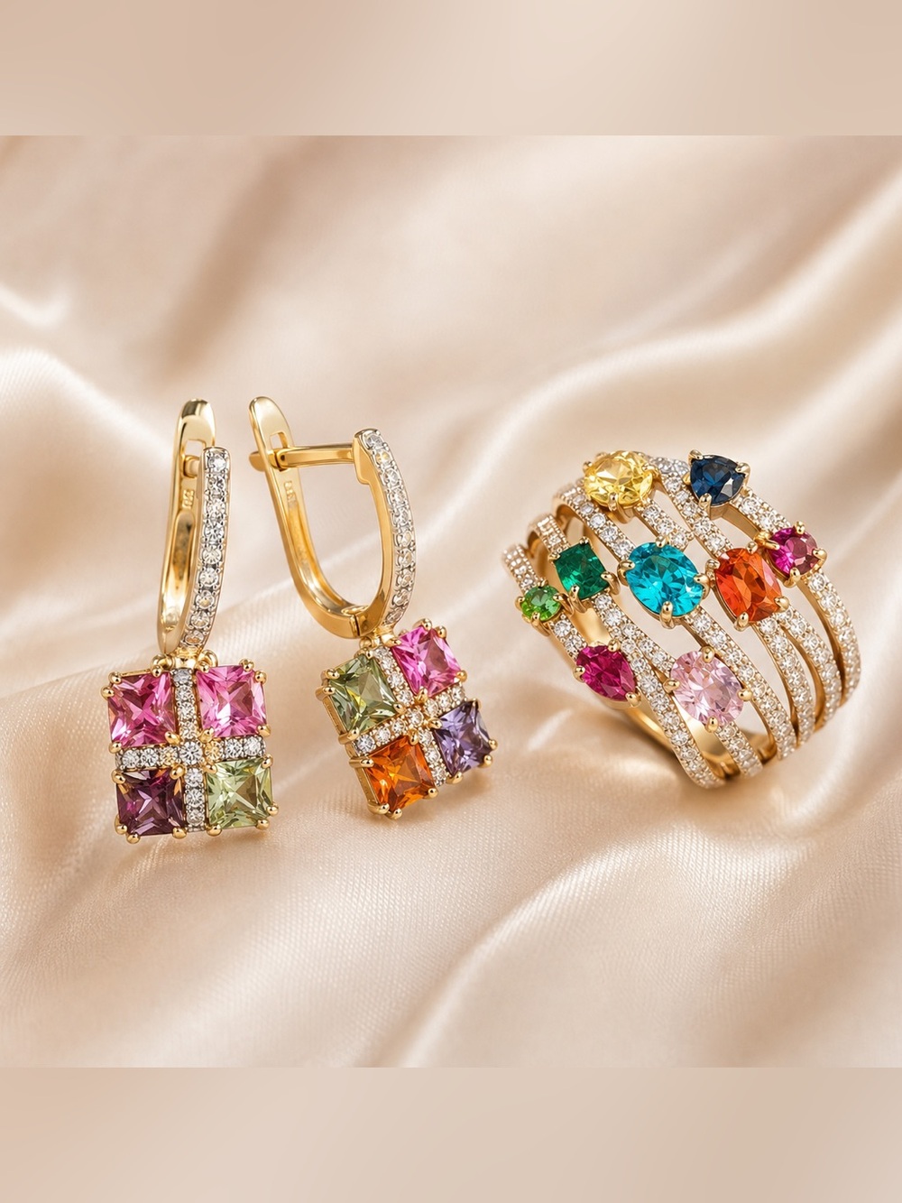Bundle of 9k earrings and ring